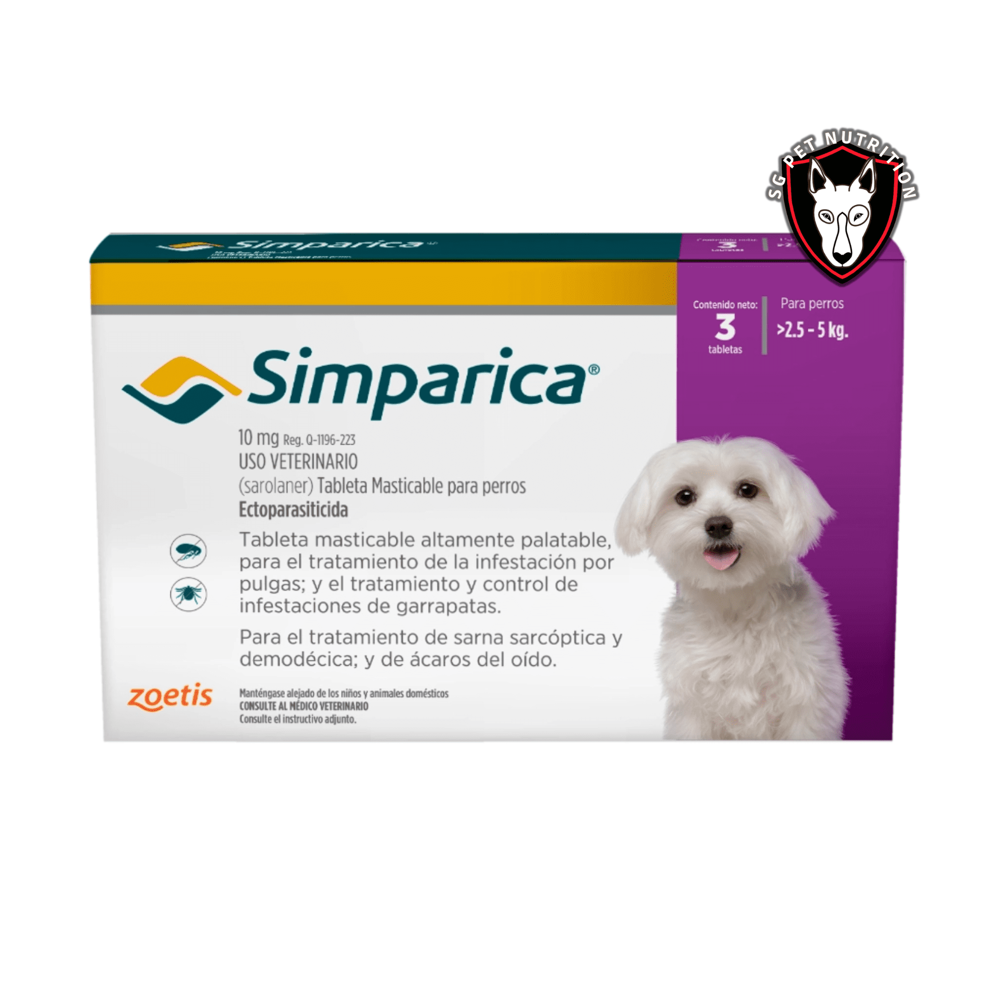 Simparica 2.5 a 5 kg x3 pastillas
